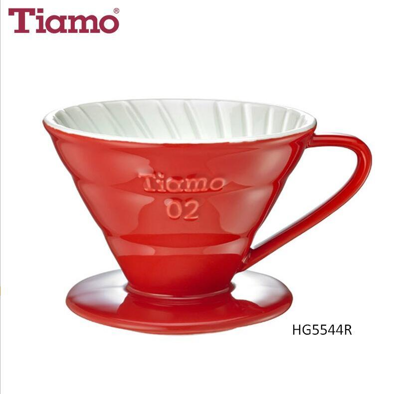V02 Spiral Rib Ceramic Coffee Dripper for 2-4 Cups- Red (HG5544R)