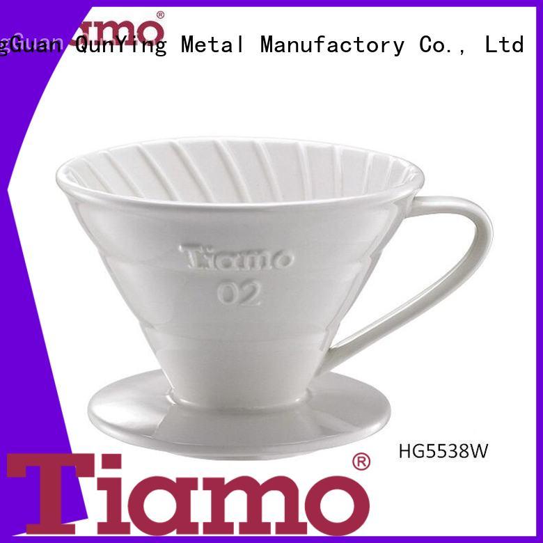 stainless steel coffee dripper white manual ceramic coffee dripper Tiamo Brand